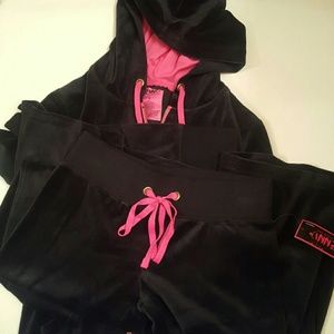 Matching set velvet tracksuit pink black S…